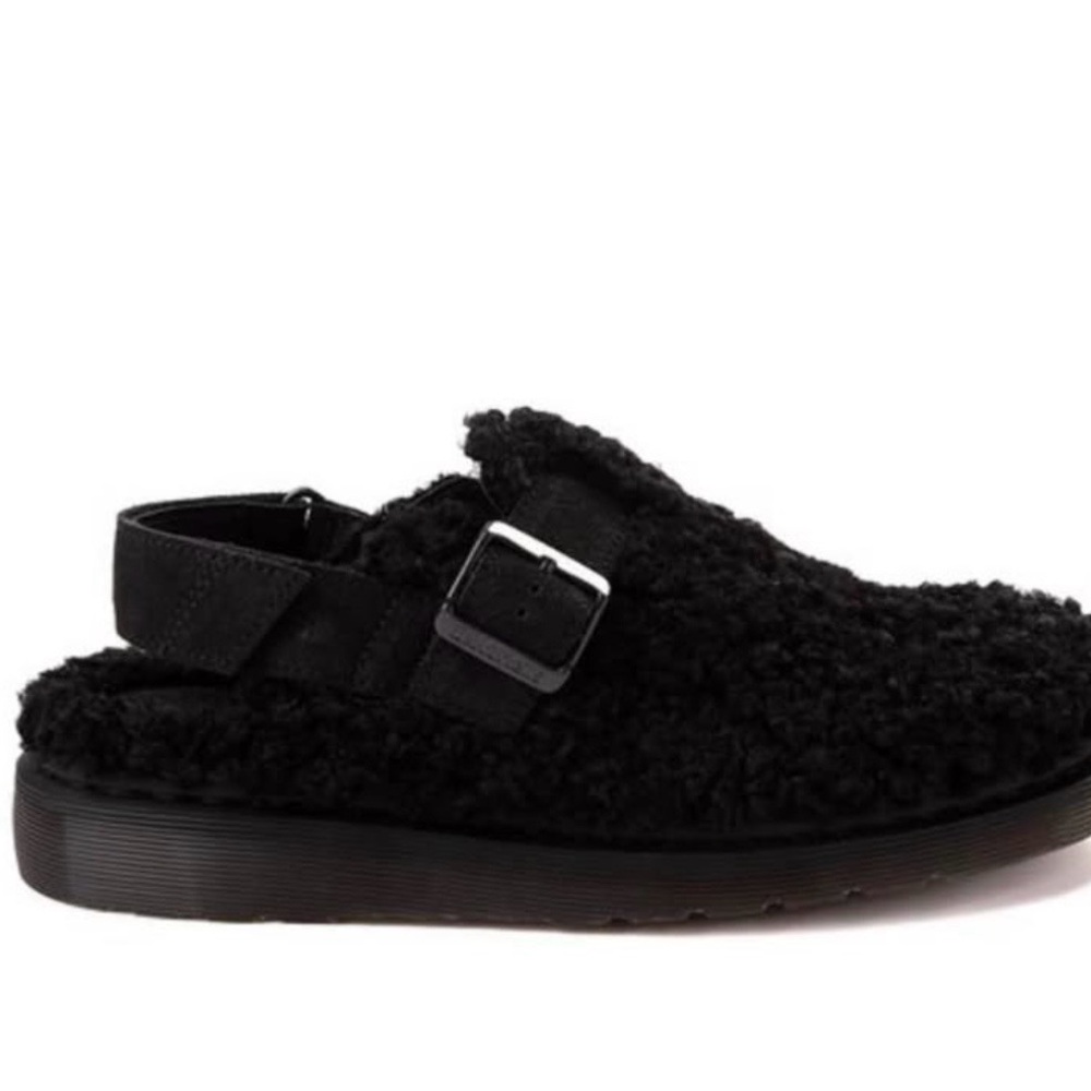 Dr. Martens Black Fuzzy Sandals